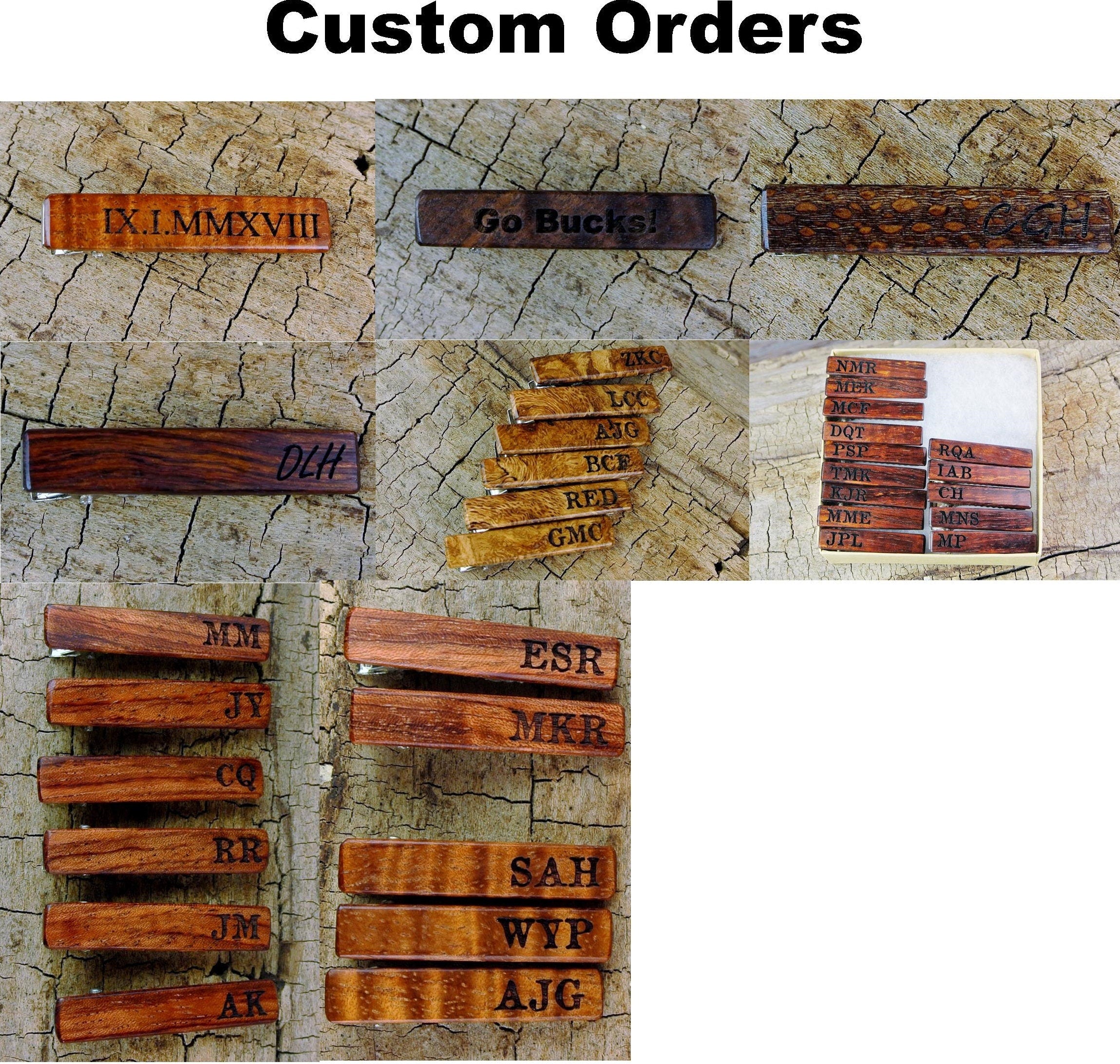 Custom Engraved Wood Hair Clip - 1 3/4" - Choose Wood Type