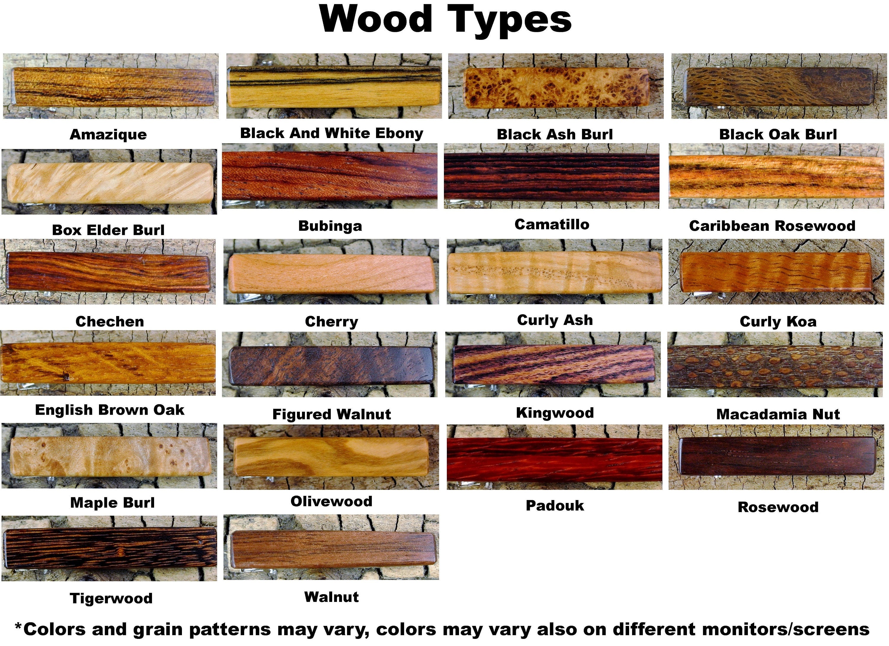 Custom Engraved Wood Hair Clip - 1 3/4" - Choose Wood Type
