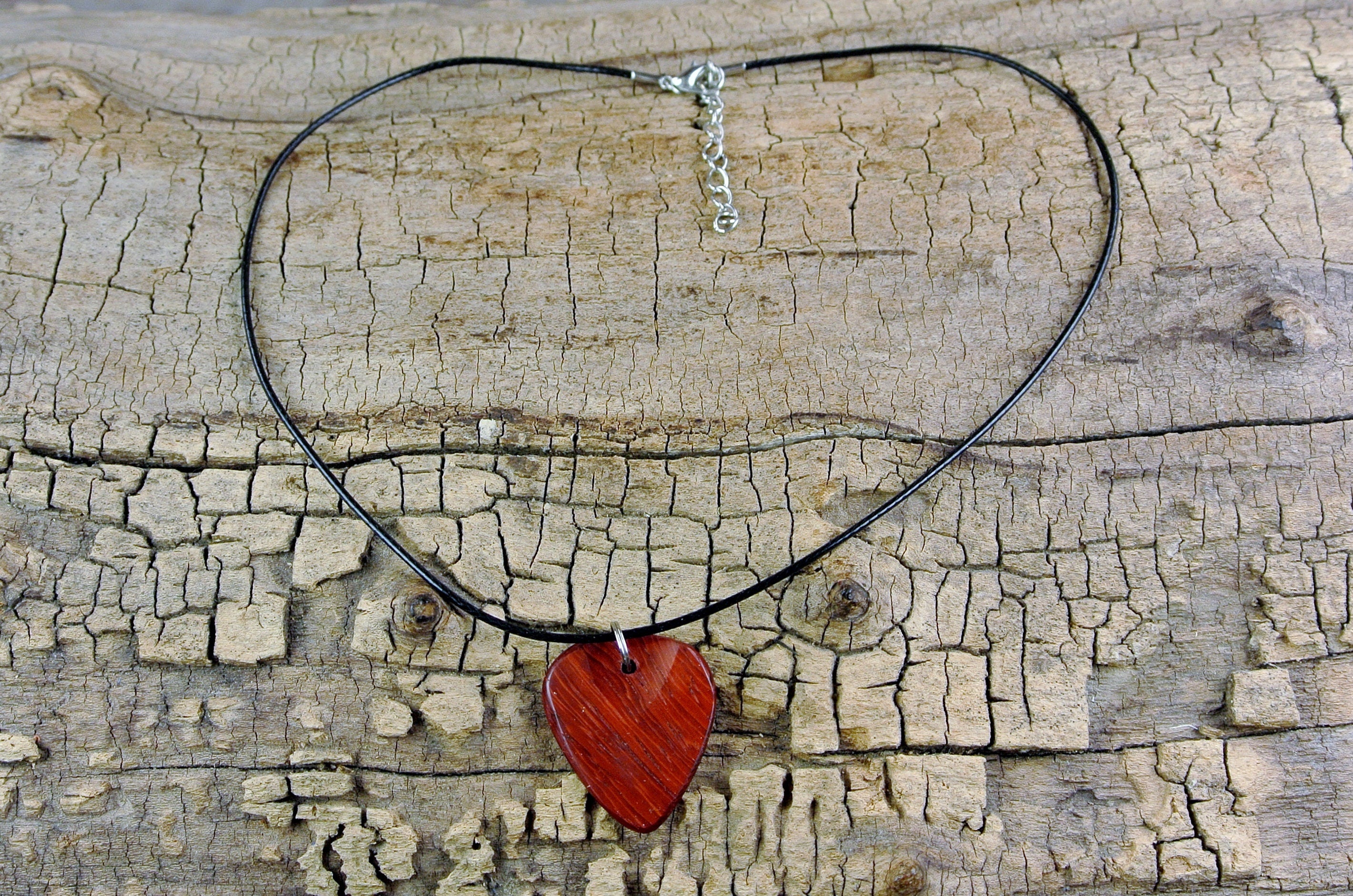 Necklace Wood Guitar Pick: Custom Wooden Plectrum Pendant