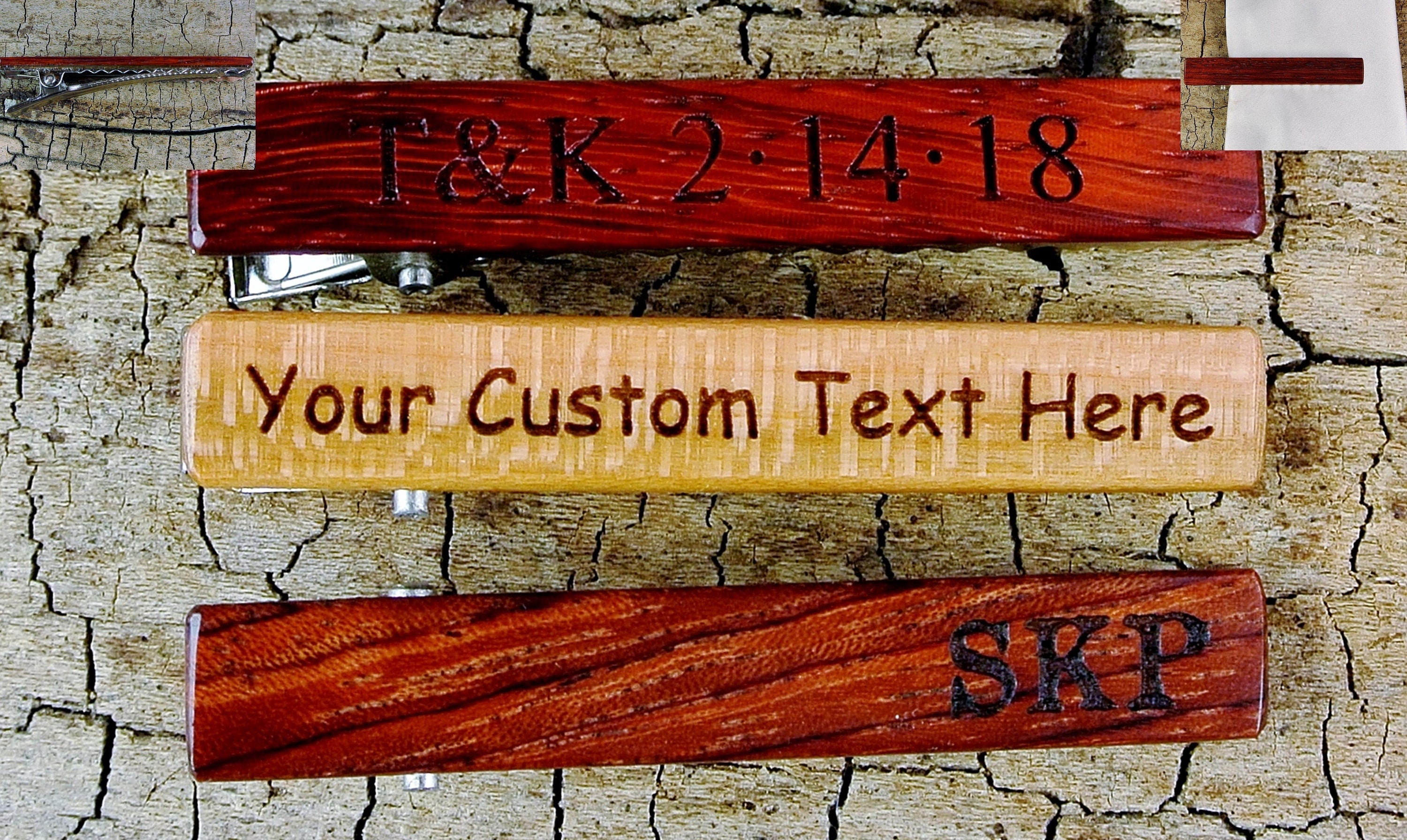 Custom Engraved Wood Hair Clip - Personalized Gift - 2 1/4 long