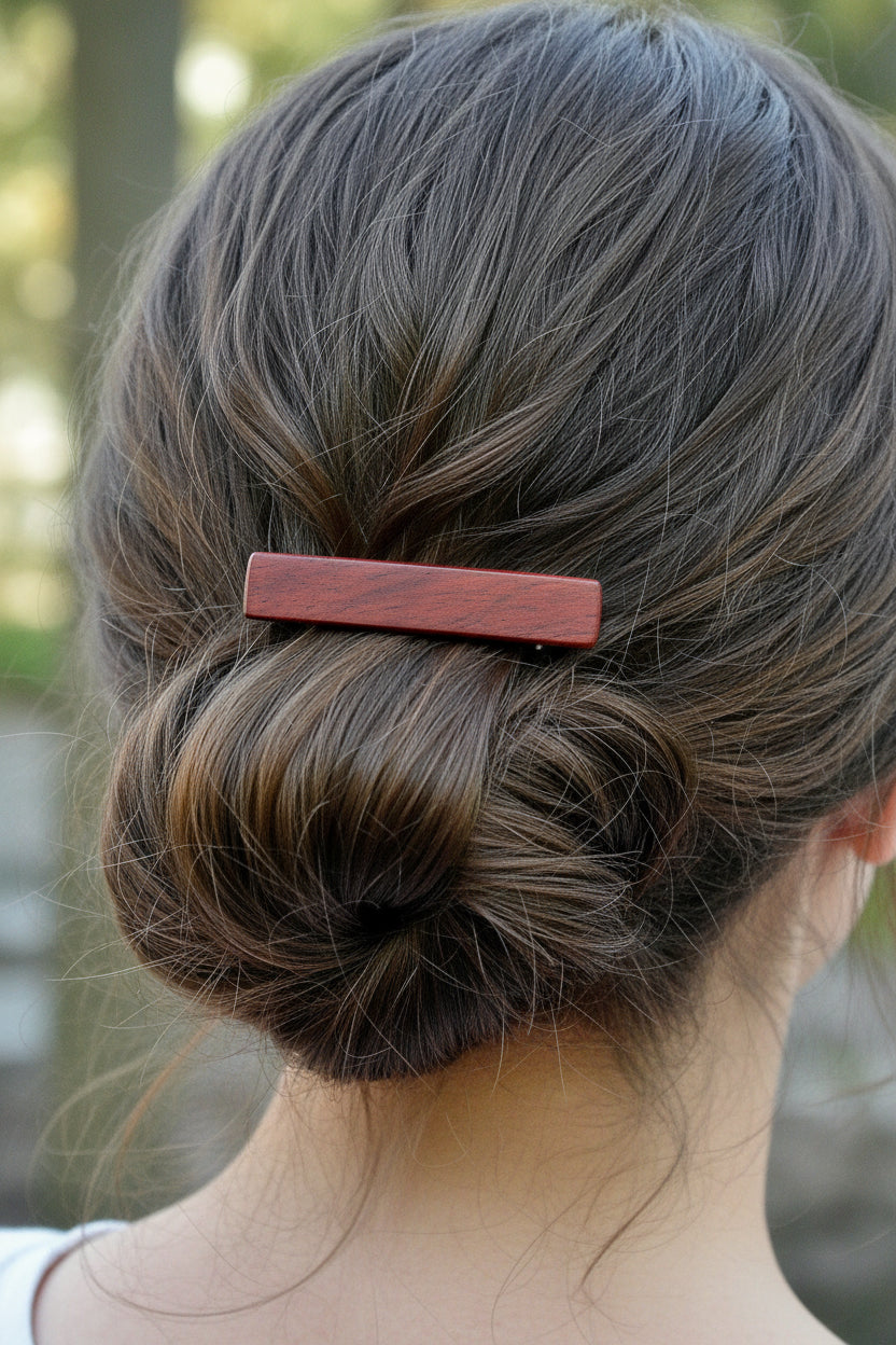 Custom Engraved Wood Hair Clip - 1 3/4" - Choose Wood Type