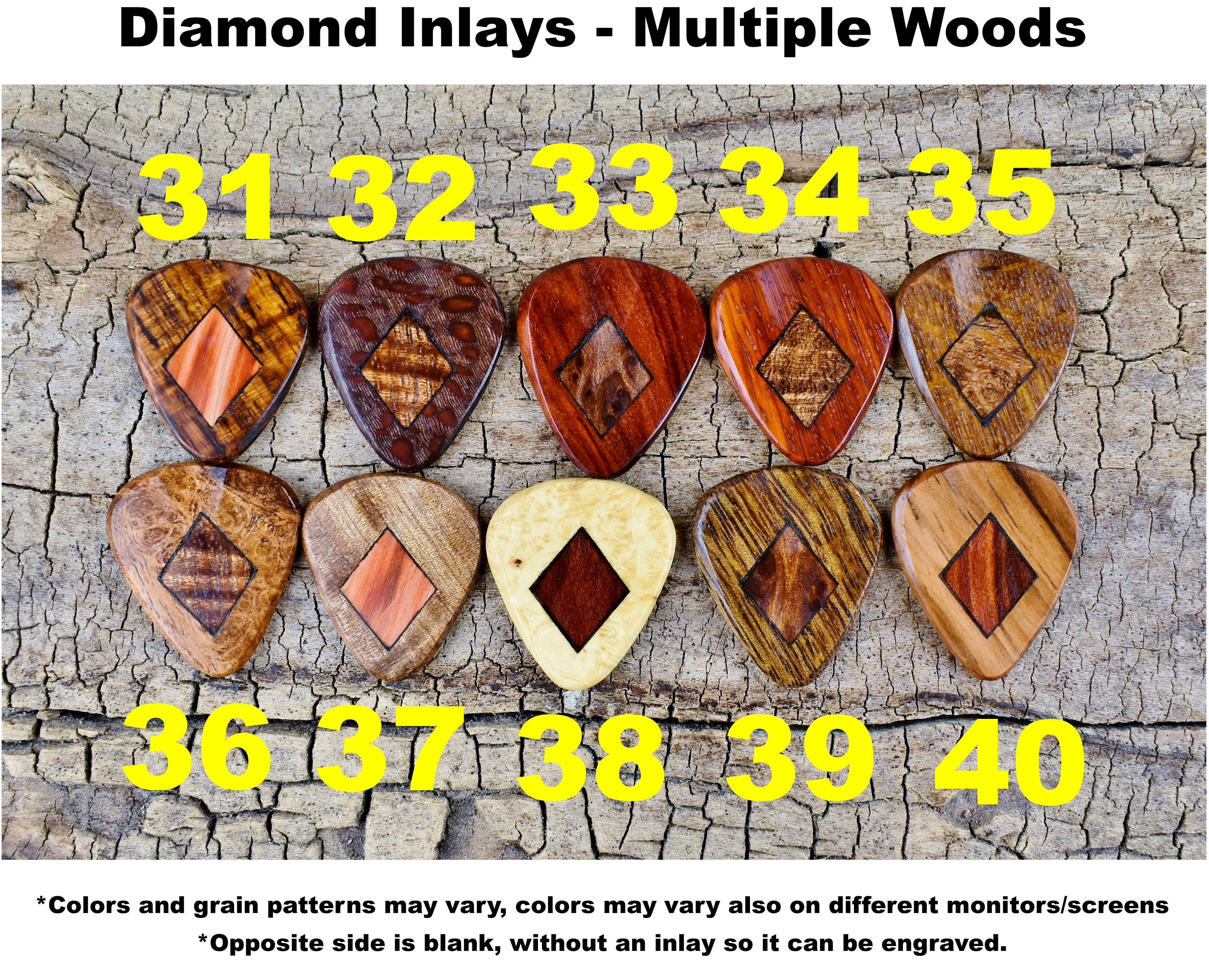 Inlaid Wood Guitar Pick: Handmade with Finger Grips