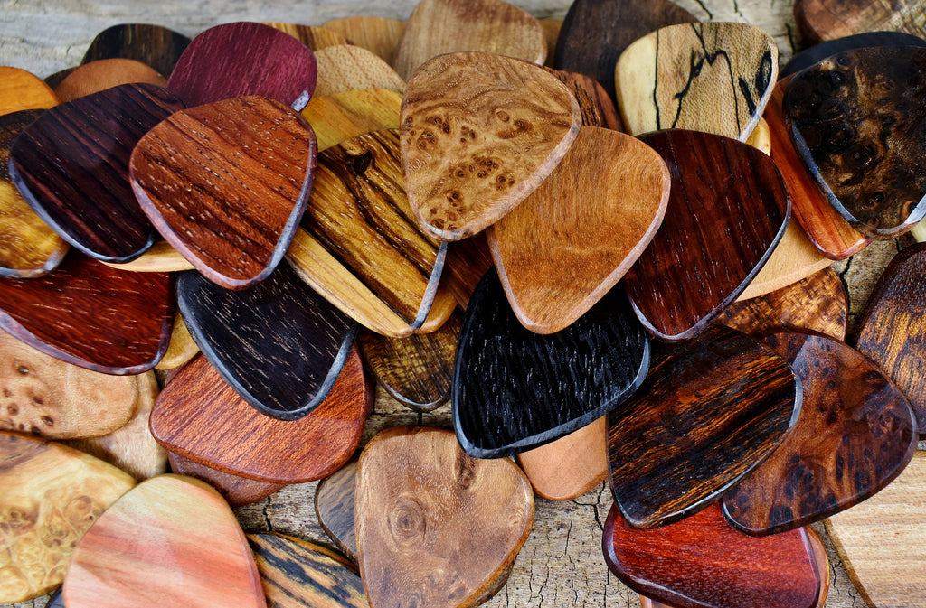 Handmade Wooden Guitar Pick: Custom Engraved Wood - One Pick