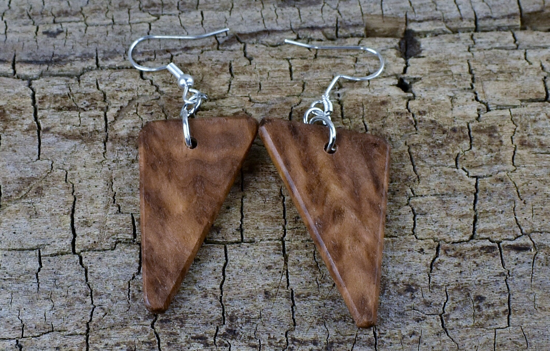 Handmade Burl Wood Earrings: Rare Bimble Box Burl