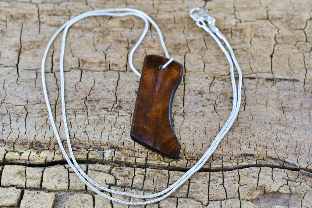 Philippine Ebony Burl Wood Pendant Necklace - Handmade, 20 inch Chain