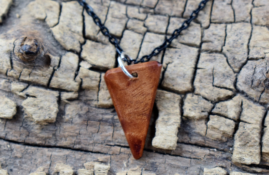Handmade Camphor Wood Pendant Necklace - Exotic Southeast Asian Wood - 18 inch Chain