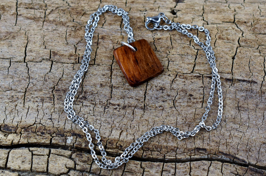 Sheoak Burl Wood Pendant Necklace: Handmade Australian Wood, 20 inch Chain
