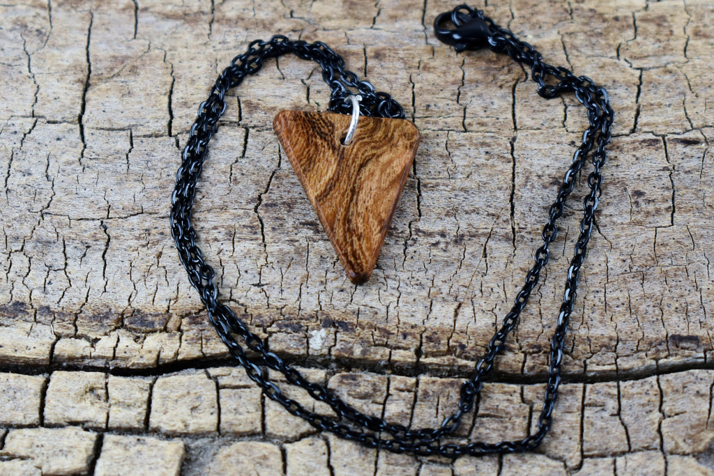 Handmade Pheobe Namnu Burl Wood Pendant Necklace - Rare Southeast Asian Wood - 18 inch Chain