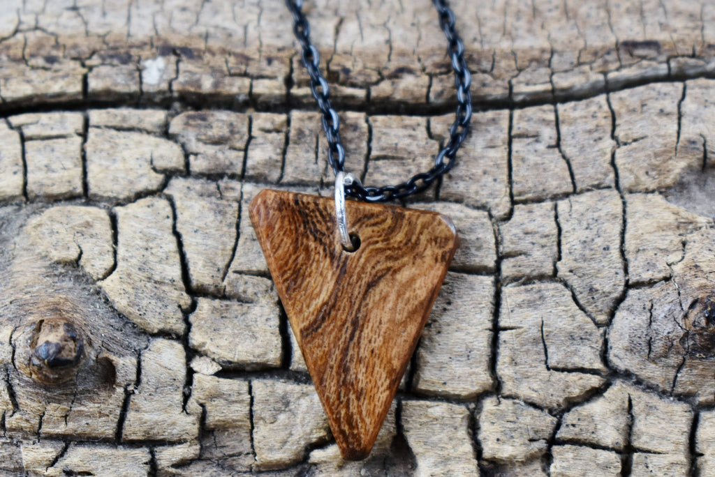 Handmade Pheobe Namnu Burl Wood Pendant Necklace - Rare Southeast Asian Wood - 18 inch Chain