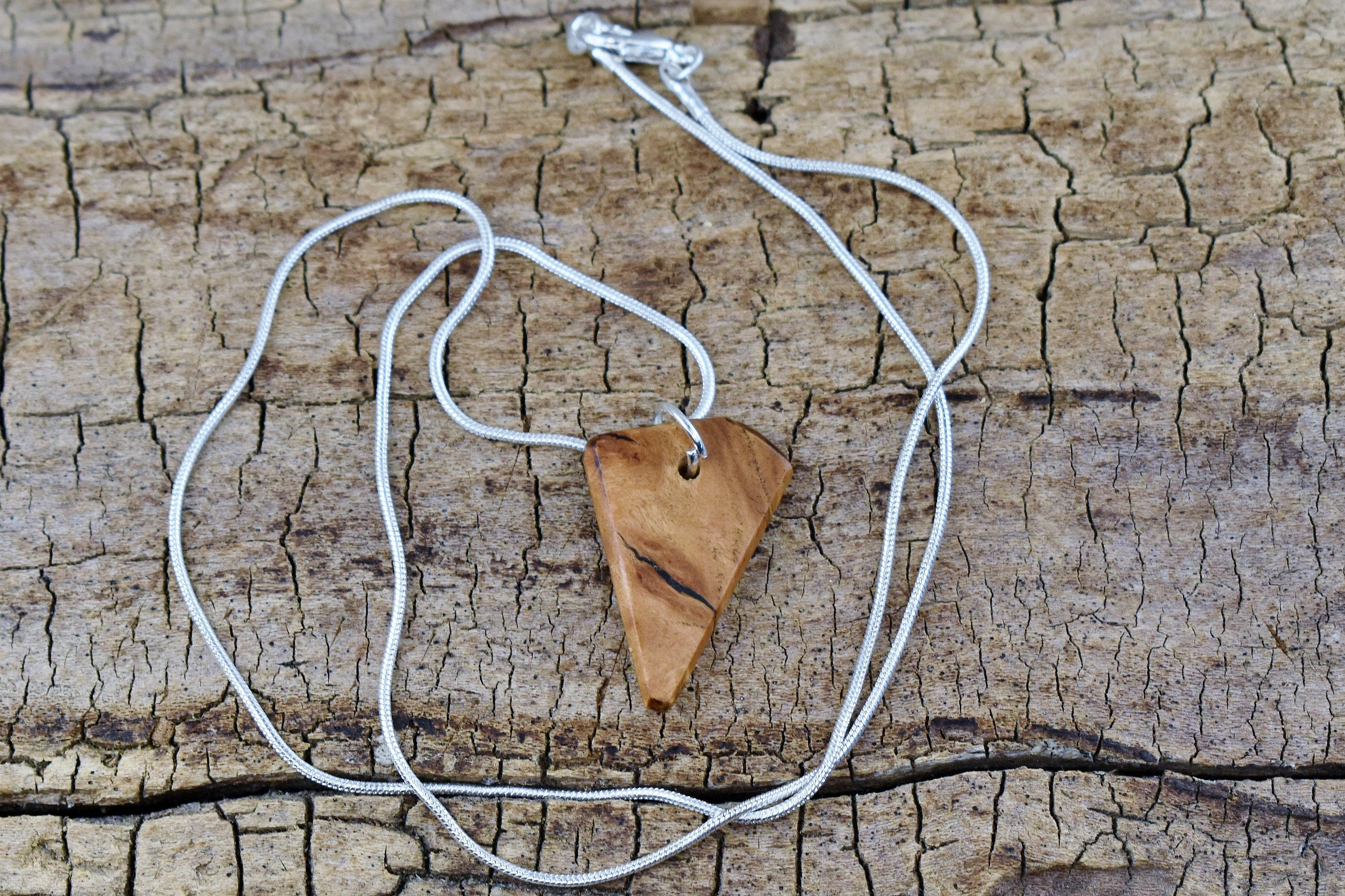 Coolibah Burl Wood Pendant Necklace: Handmade Australian Burl, 20 inch Chain