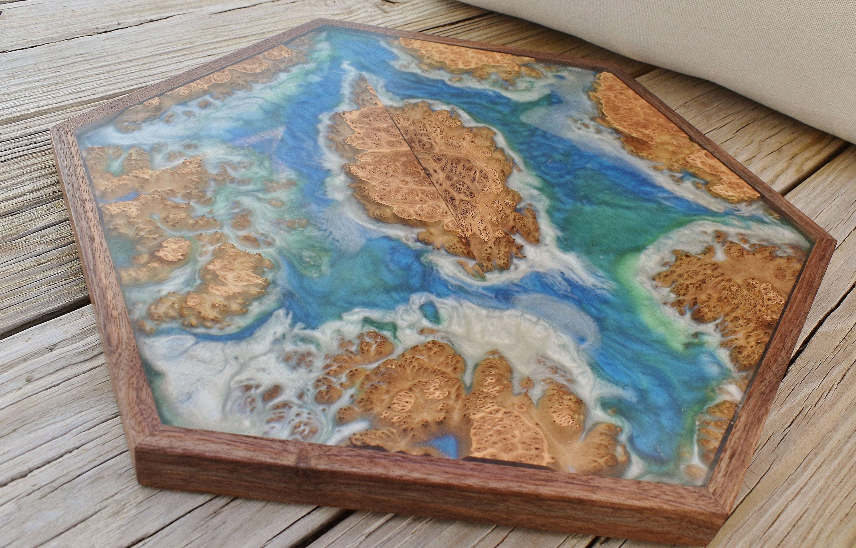 Blue Resin Charcuterie Board: Australian Mallee Burl Serving Tray