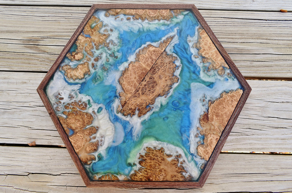 Blue Resin Charcuterie Board: Australian Mallee Burl Serving Tray