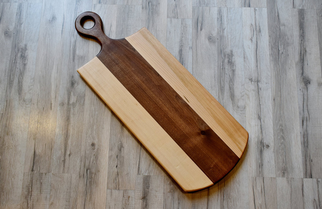Handcrafted Maple Walnut Charcuterie Board: Long Serving Tray (12x31 Inches)