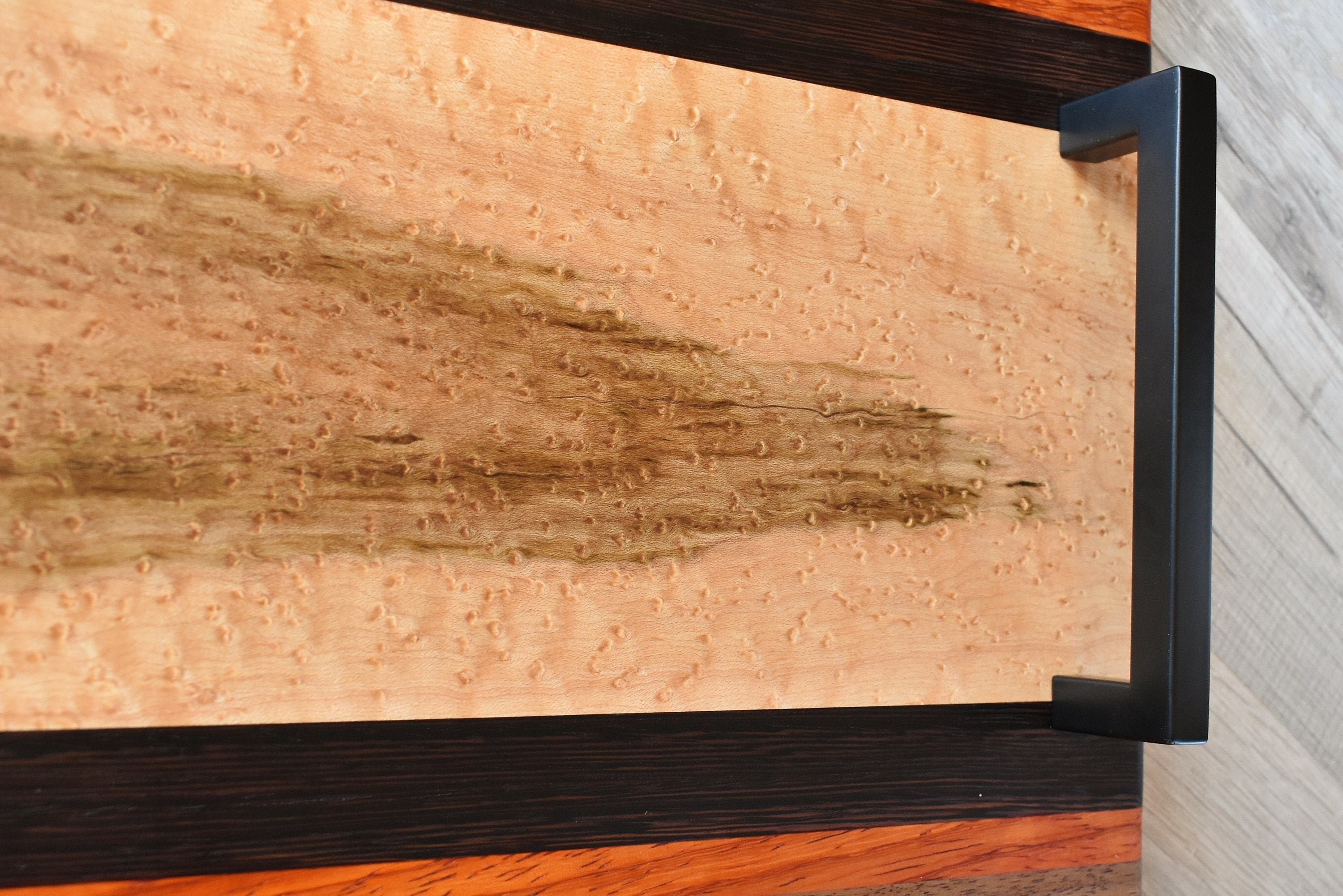 Handcrafted Multi-Wood Charcuterie Board: Walnut, Padauk, Wenge, Birdseye Maple