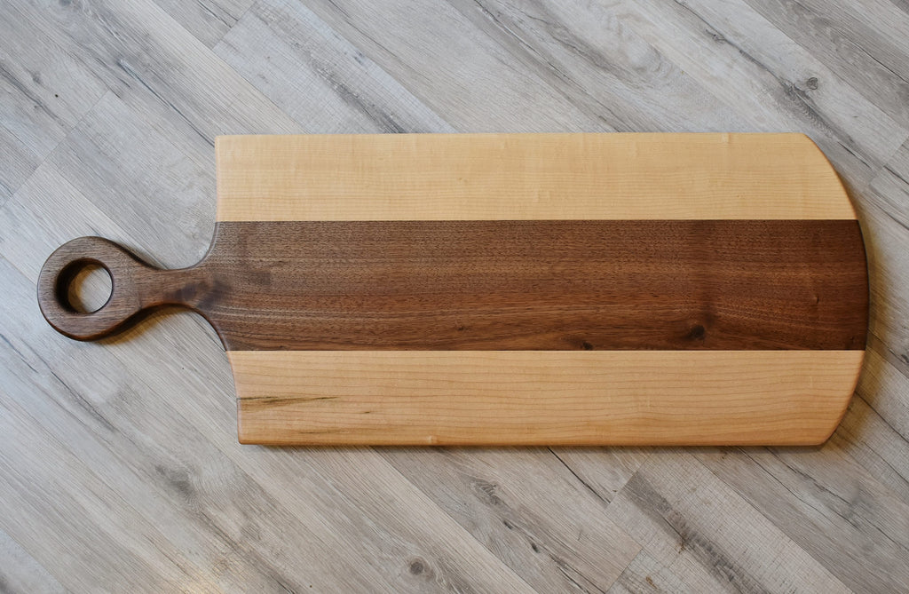 Handcrafted Maple Walnut Charcuterie Board: Long Serving Tray (12x31 Inches)
