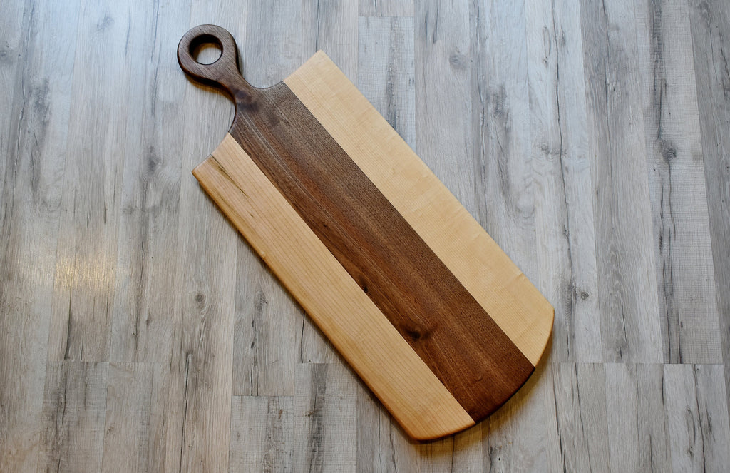 Handcrafted Maple Walnut Charcuterie Board: Long Serving Tray (12x31 Inches)