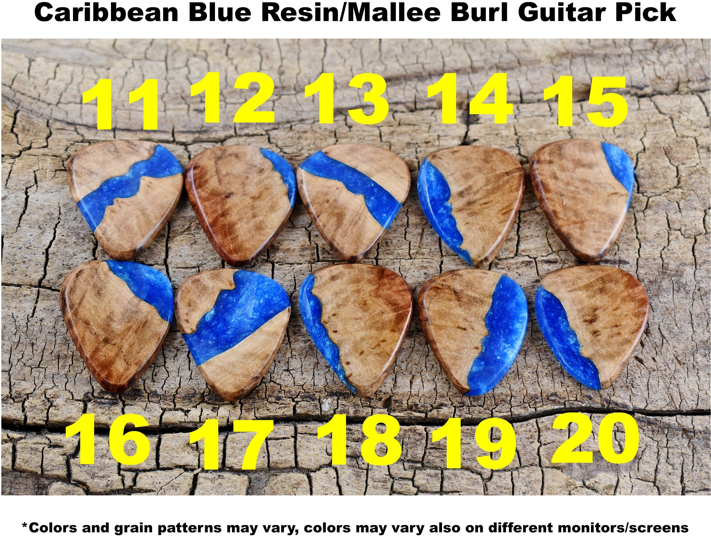Handmade Mallee Burl and Resin Guitar Pick