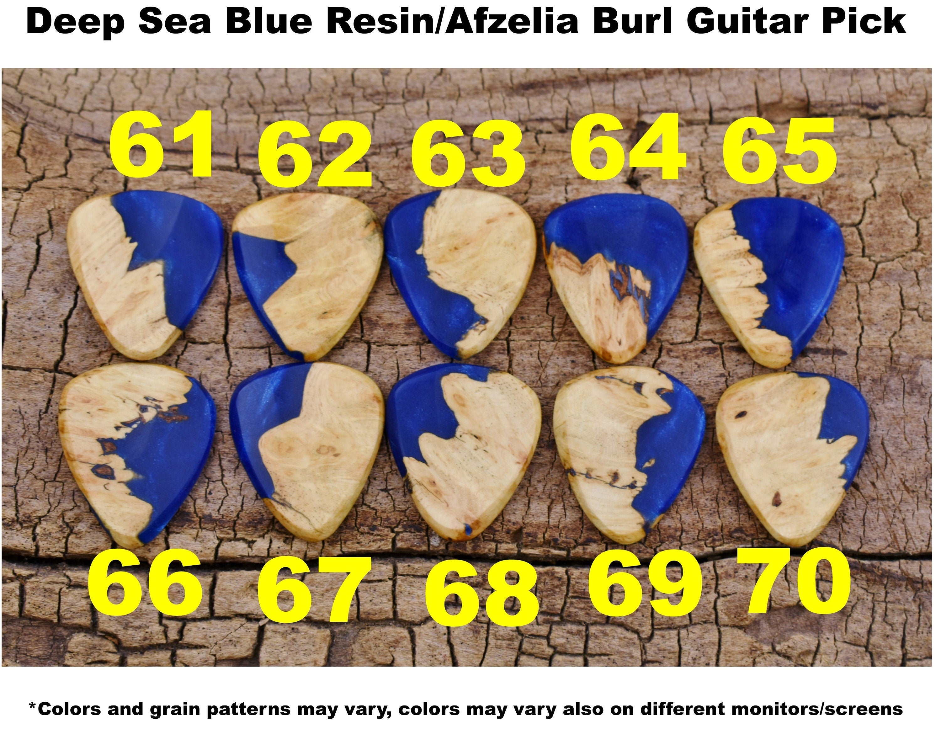 Afzelia Burl Resin Guitar Pick - Handmade Wood Pick