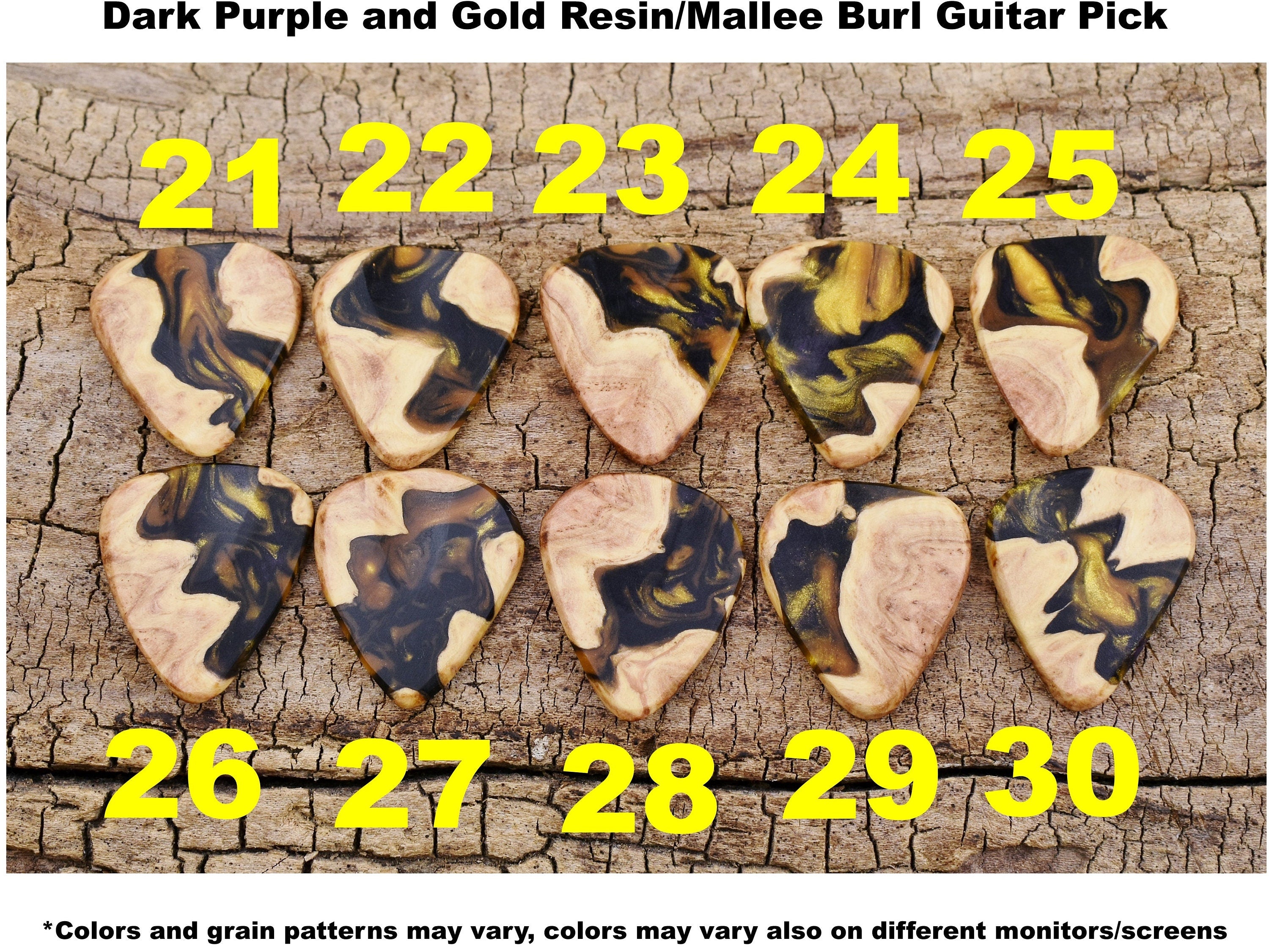 Handmade Mallee Burl and Resin Guitar Pick