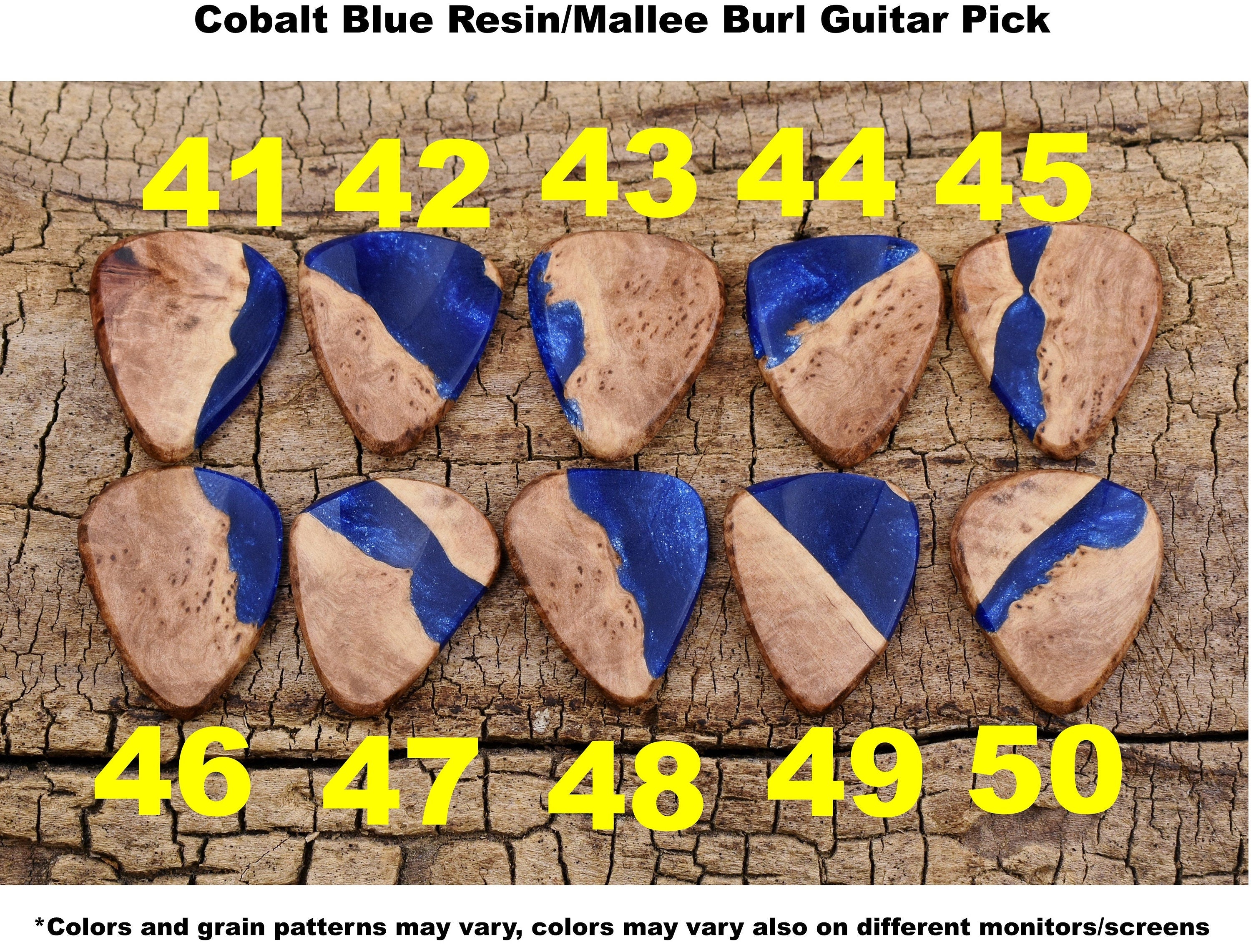 Handmade Mallee Burl and Resin Guitar Pick