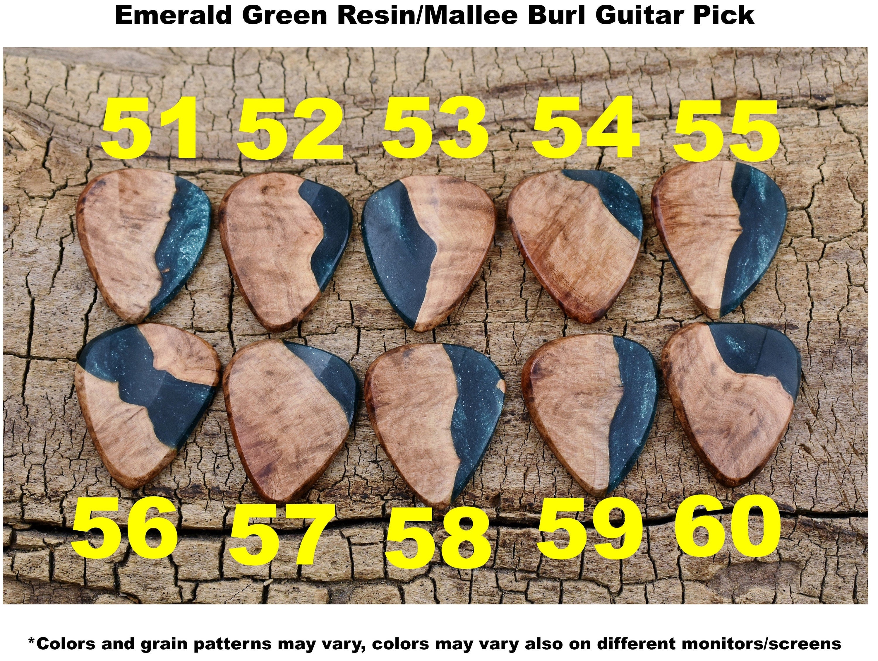 Handmade Mallee Burl and Resin Guitar Pick