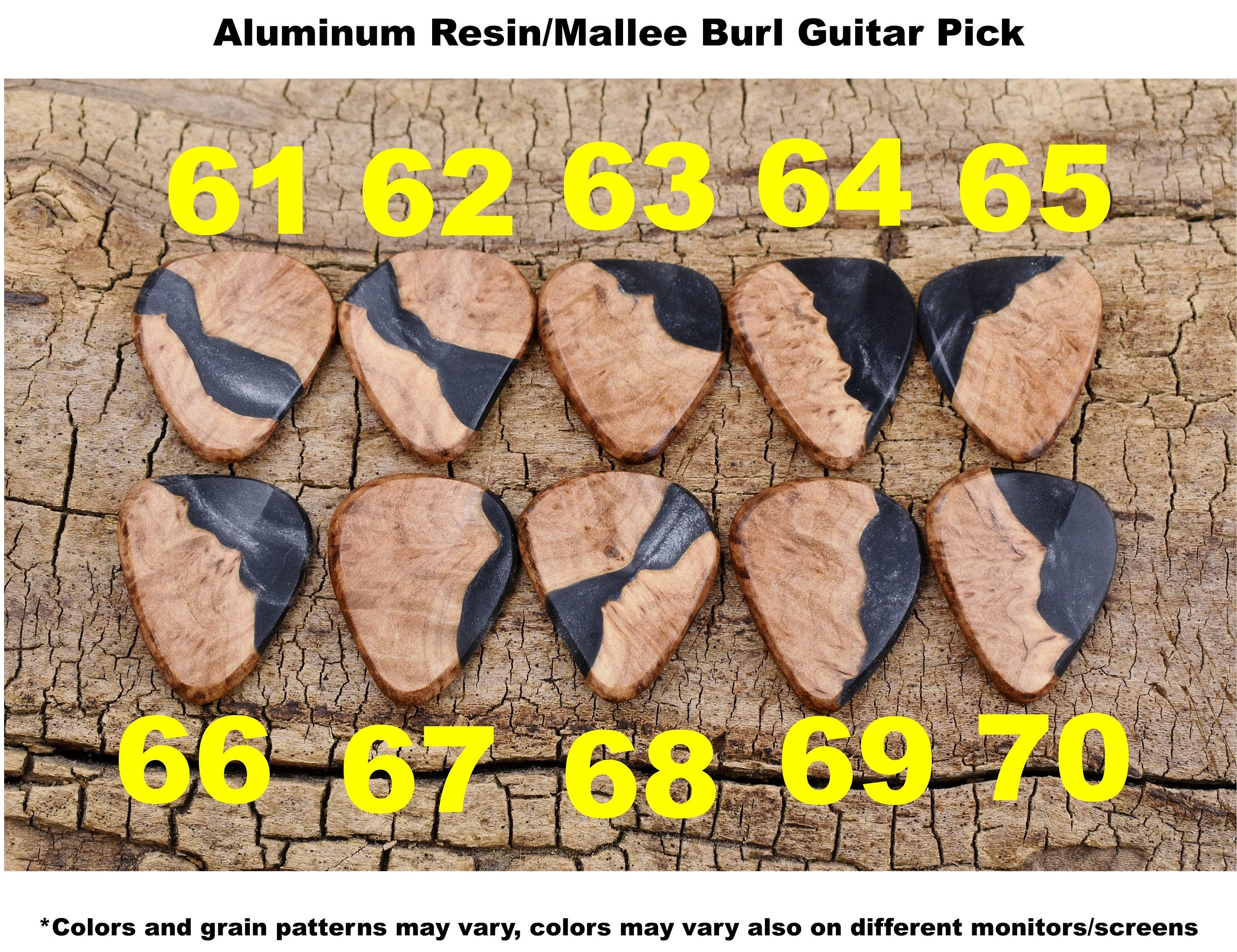 Handmade Mallee Burl and Resin Guitar Pick