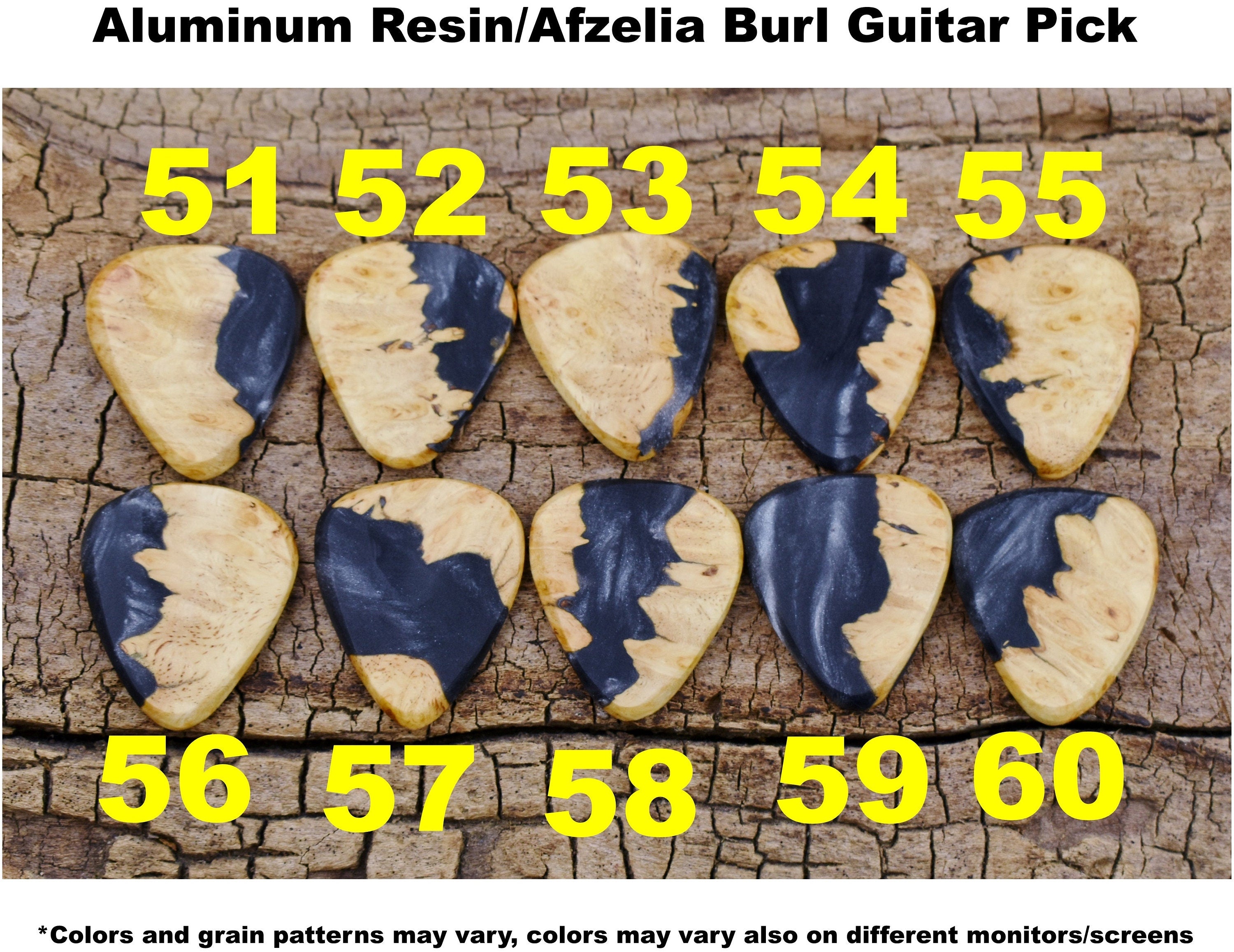 Afzelia Burl Resin Guitar Pick - Handmade Wood Pick
