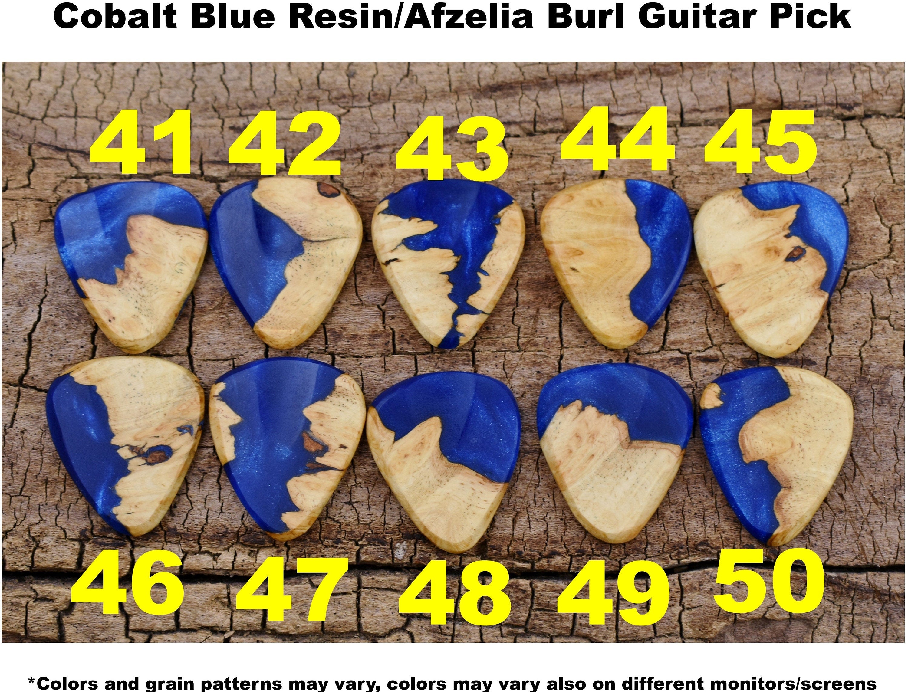Afzelia Burl Resin Guitar Pick - Handmade Wood Pick