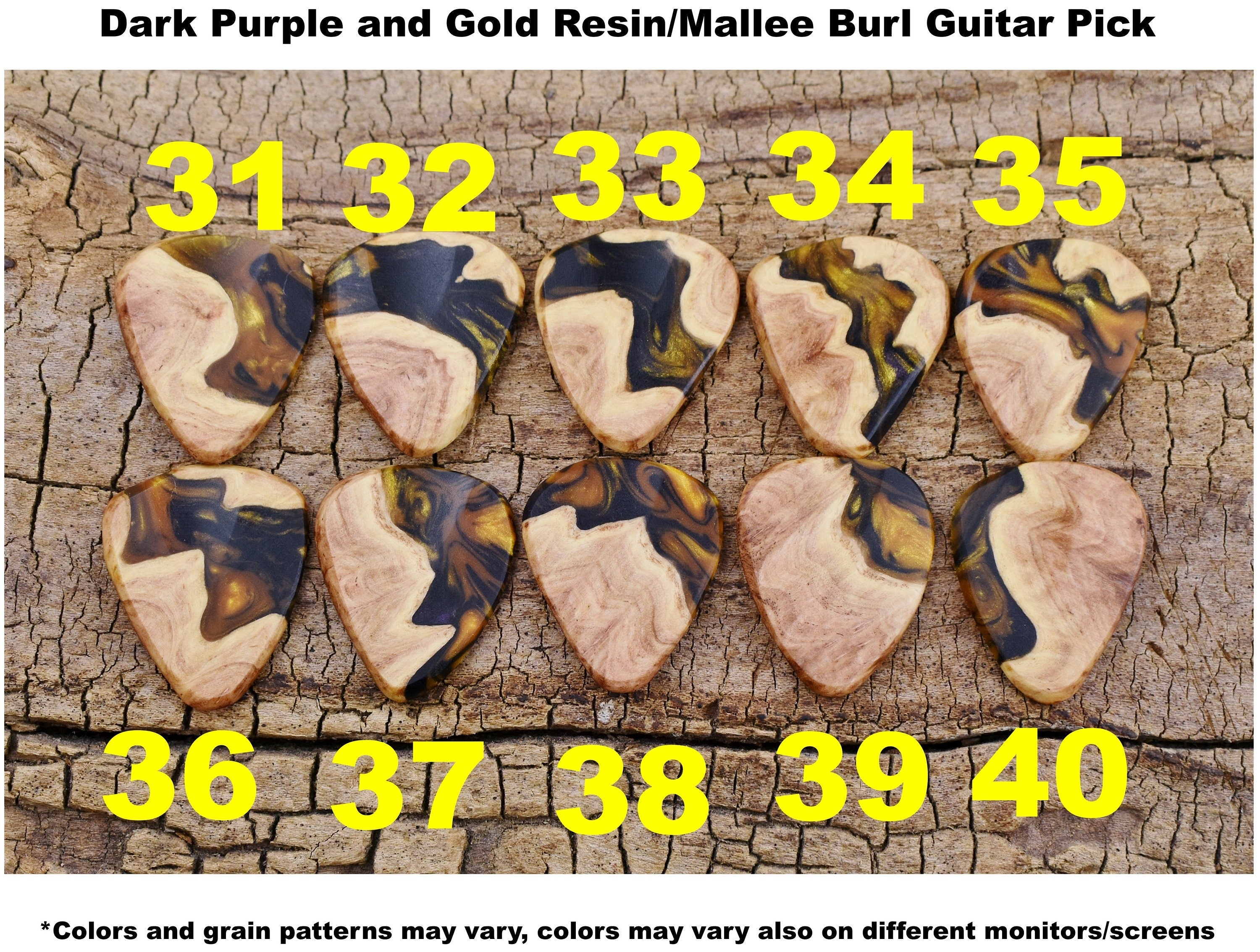 Handmade Mallee Burl and Resin Guitar Pick
