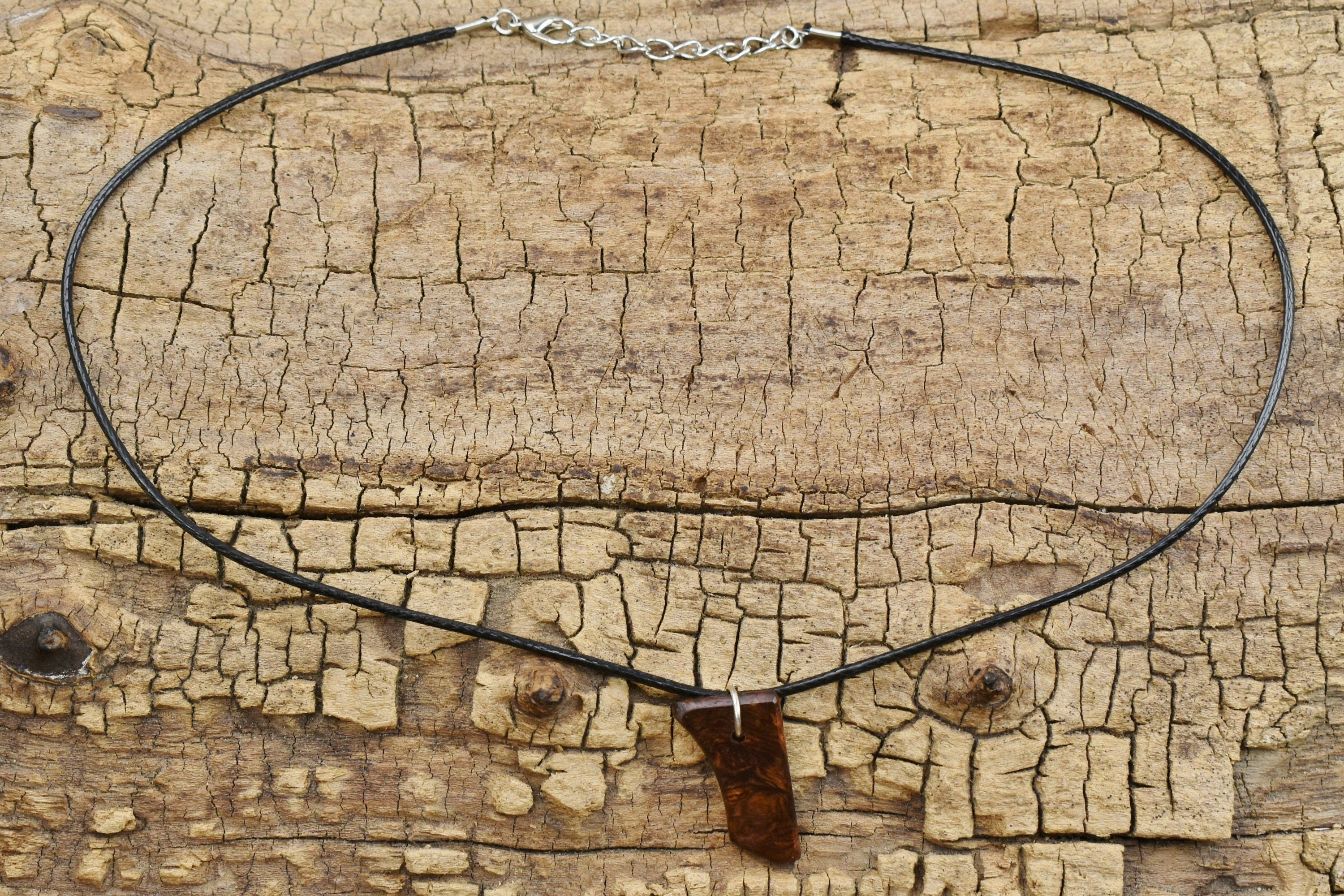 Handmade Honduran Rosewood Burl Wood Pendant Necklace (18-20inch Adjustable)