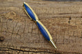 Cobalt Blue Resin Box Elder Burl Wood Pen - Gold Finish
