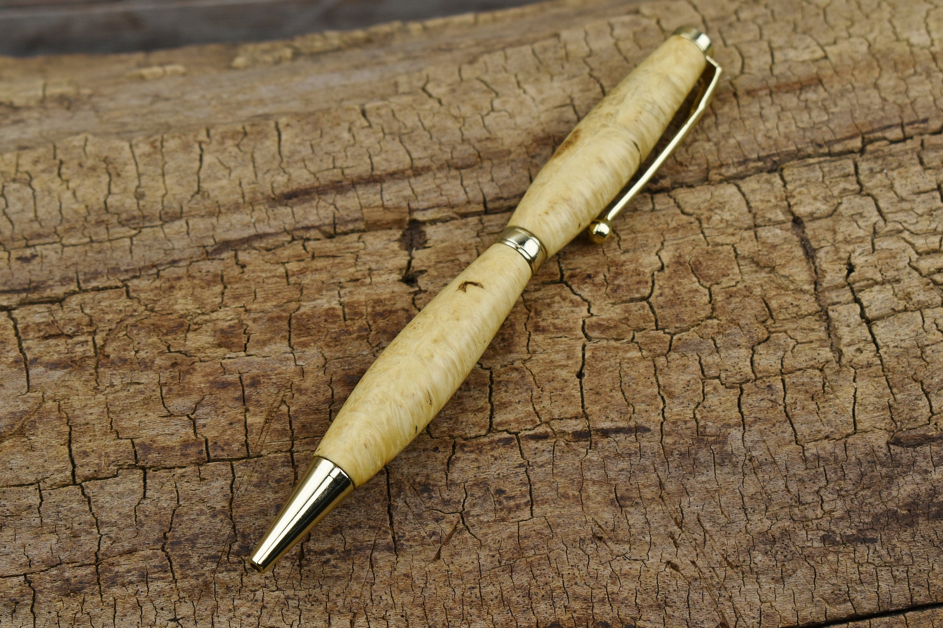 Cobalt Blue Resin Box Elder Burl Wood Pen - Gold Finish
