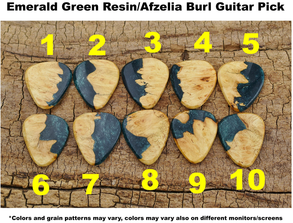 Afzelia Burl Resin Guitar Pick - Handmade Wood Pick