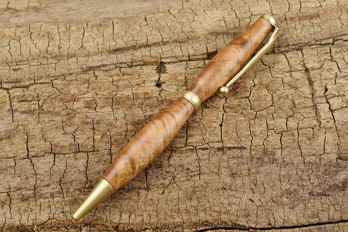 Curly Maple Wood Pen with Gold Finish