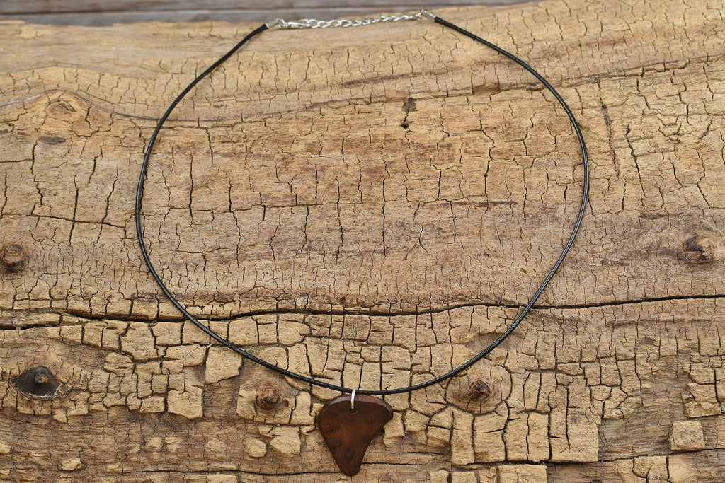 Handmade Walnut Burl Wood Pendant Necklace - Adjustable 18-20 inch