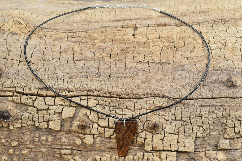 Handmade Caribbean Rosewood Burl Wood Pendant Necklace: Adjustable 18-20 inch