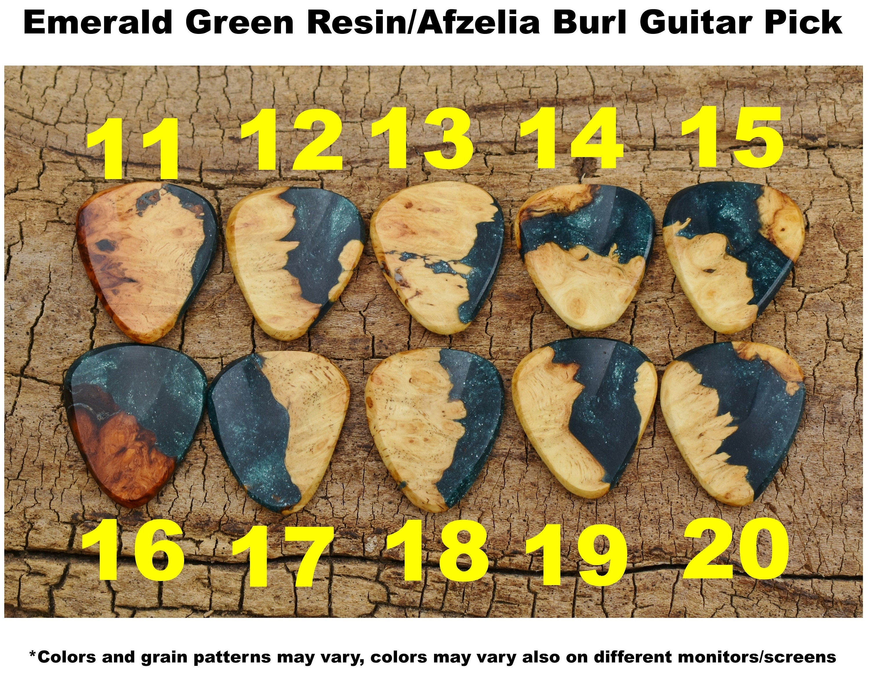 Afzelia Burl Resin Guitar Pick - Handmade Wood Pick