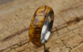 Handmade Teak Burl Ring: Stainless Steel Core, Size 9.5