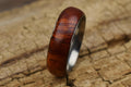 Handmade Bloodwood Burl Ring - Stainless Steel Core - Size 11.5