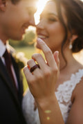 Handmade Bloodwood Burl Ring: Stainless Steel Core, Size 12