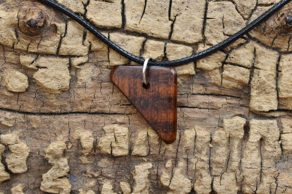 Handmade Snakewood Wood Pendant Necklace: Adjustable Rare Wood Jewelry