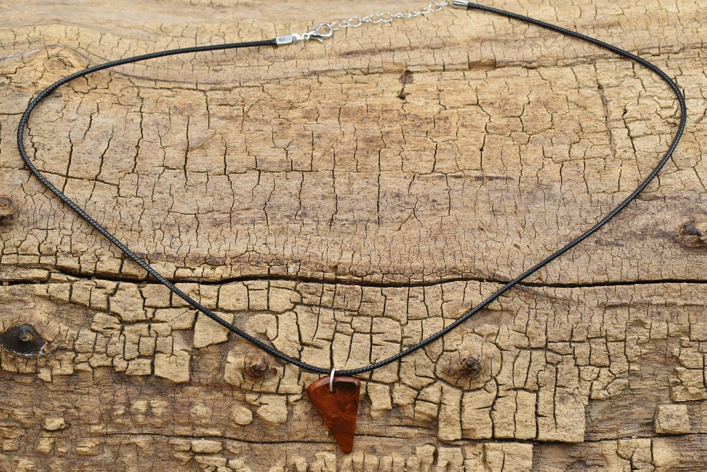 Amboyna Burl Wood Pendant Necklace: Handmade Rare Wood, Adjustable