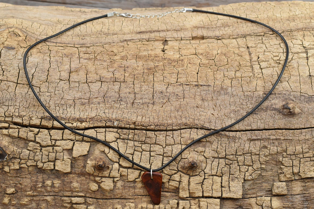 Amboyna Burl Wood Pendant Necklace: Handmade Adjustable Necklace (18-20inch)