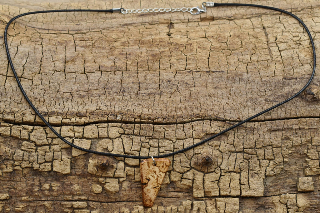 Handmade Hickory Burl Wood Pendant Necklace: Adjustable Length