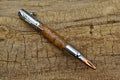 Hand Carved Satinwood Burl Bolt Action Pen - Chrome Finish