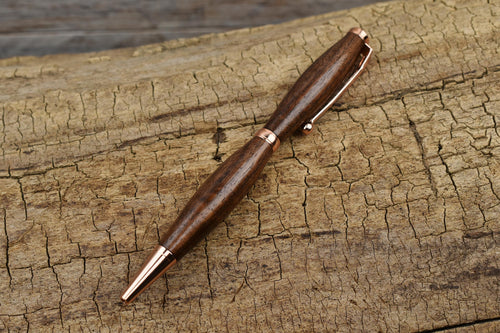 Curly Black Walnut Wood Pen with Copper Finish