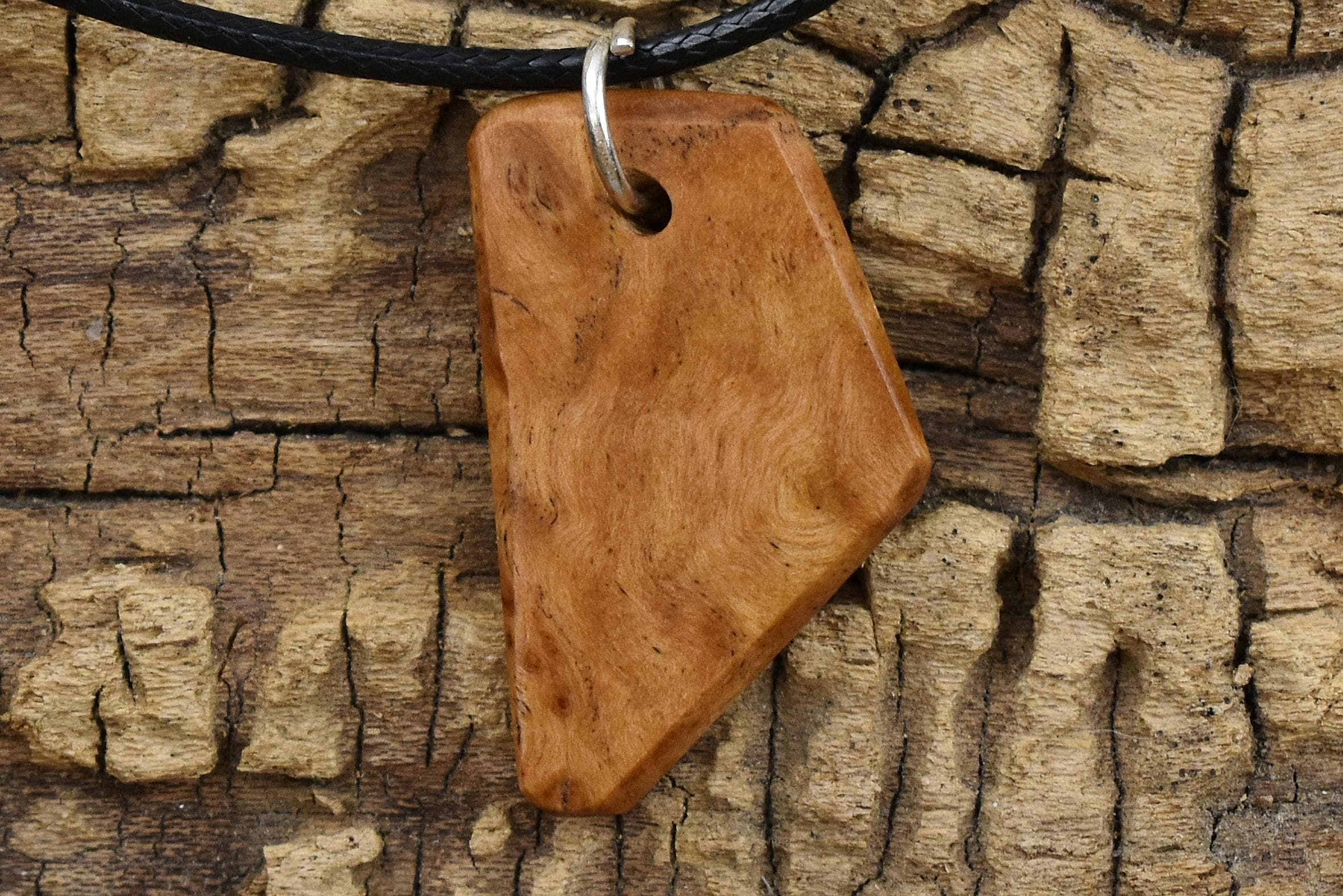 Coolibah Burl Wood Pendant Necklace: Handmade Australian Burl, Adjustable
