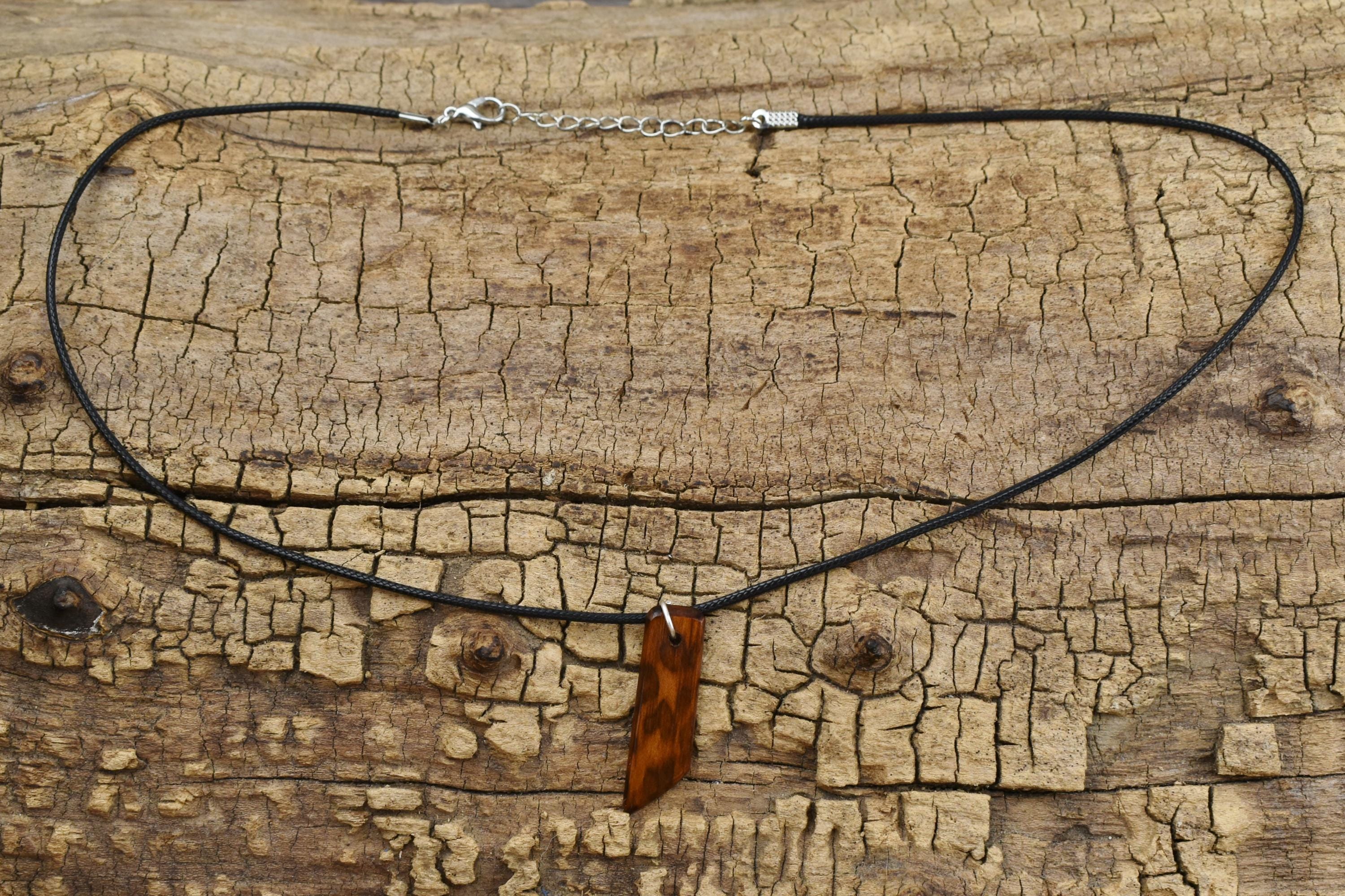 Handmade Snakewood Wood Pendant Necklace - Adjustable 18-20 inch