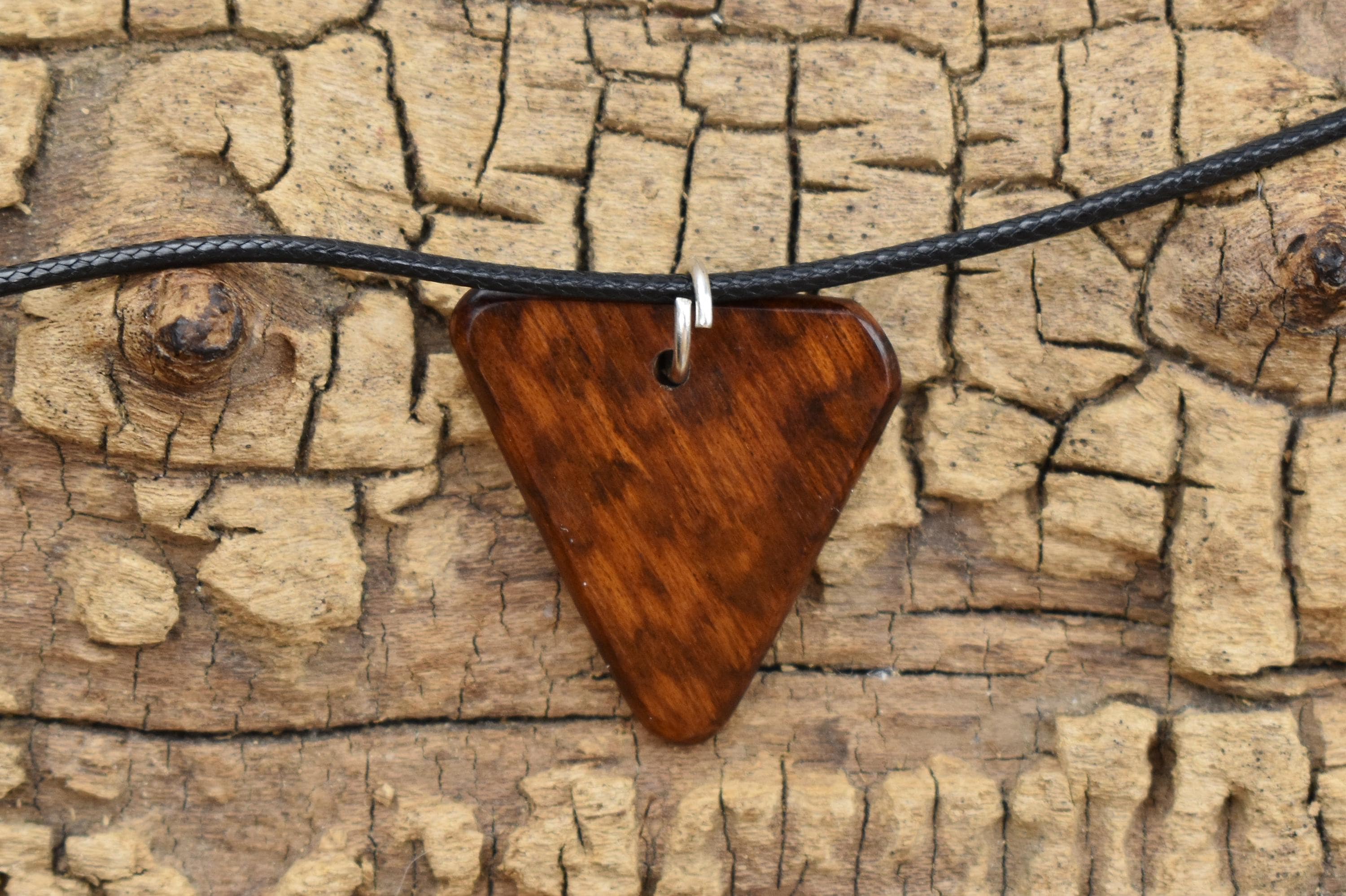 Handmade Snakewood Pendant Necklace: Rare Wood, Adjustable Length