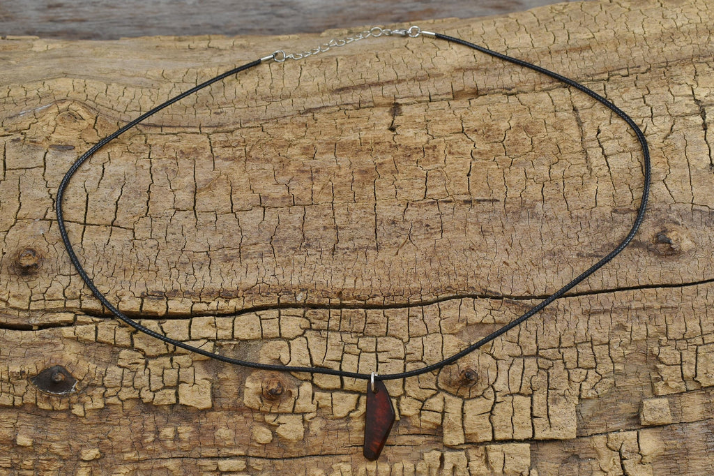 Handmade Bloodwood Burl Wood Pendant Necklace - Adjustable